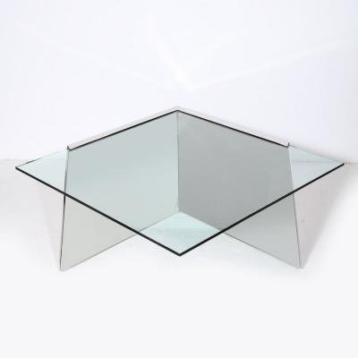 J Wade Beam Mid Century Cantilevered Chrome Glass Coffee Table by J Wade Beam for Brueton