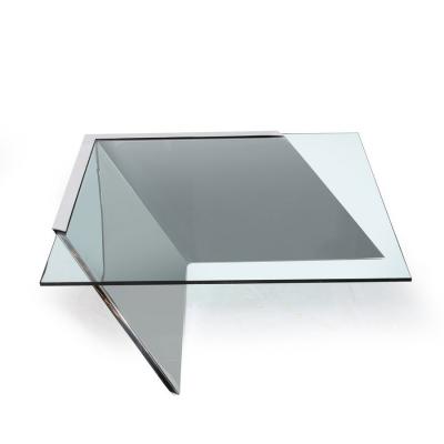 J Wade Beam Mid Century Cantilevered Chrome Glass Coffee Table by J Wade Beam for Brueton