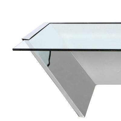 J Wade Beam Mid Century Cantilevered Chrome Glass Coffee Table by J Wade Beam for Brueton