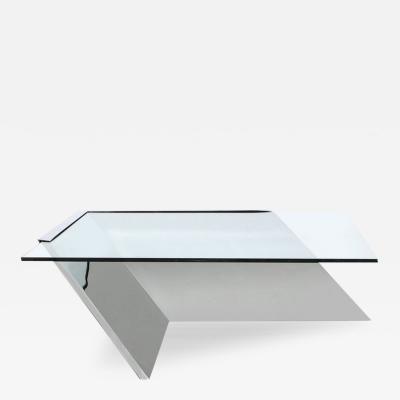 J Wade Beam Mid Century Cantilevered Chrome Glass Coffee Table by J Wade Beam for Brueton