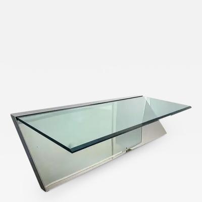 J Wade Beam Post Modern Wade Beam Brueton Cantilevered Coffee Table Chrome and Glass