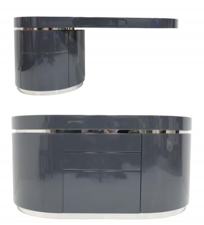 J Wade Beam Wade Beam For Brueton Ponte Credenza in High Gloss Blue Gray