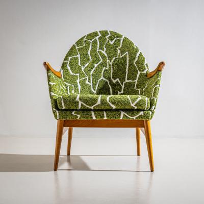 J lia Gaubek Pair of Mid Century Armchairs designed by J lia Gaubek Hungary 1960s 70s