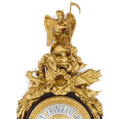J r me Burgeat Antique Louis XV period ormolu mounted Boulle marquetry wall clock and barometer