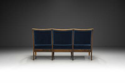J rgen Christensen Three Seater Sofa in Blue Mohair Upholstery by J rgen Christensen Denmark 1930s