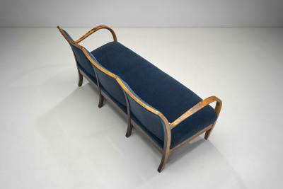 J rgen Christensen Three Seater Sofa in Blue Mohair Upholstery by J rgen Christensen Denmark 1930s