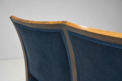 J rgen Christensen Three Seater Sofa in Blue Mohair Upholstery by J rgen Christensen Denmark 1930s