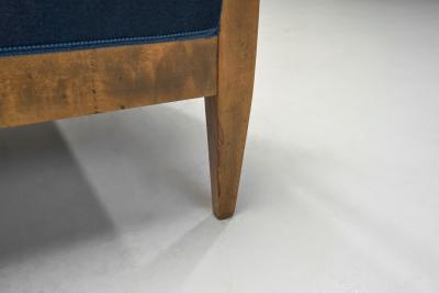 J rgen Christensen Three Seater Sofa in Blue Mohair Upholstery by J rgen Christensen Denmark 1930s