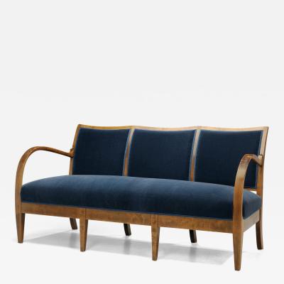 J rgen Christensen Three Seater Sofa in Blue Mohair Upholstery by J rgen Christensen Denmark 1930s