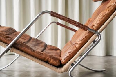 J rgen Kastholm Preben Fabricius Fabricius Kastholm FK87 in Patinated Cognac Leather 1960s