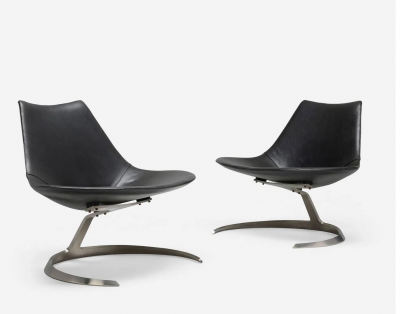 J rgen Kastholm Preben Fabricius Rare Pair of Scimitar Chairs by Preben Fabricius and Jorgen Kastholm