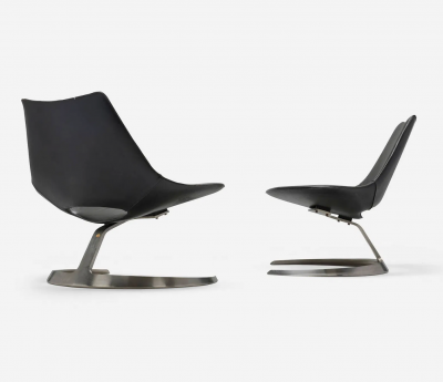 J rgen Kastholm Preben Fabricius Rare Pair of Scimitar Chairs by Preben Fabricius and Jorgen Kastholm
