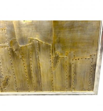 JAMES A BUCHMEN MONUMENTAL STEEL VERTICALS FRAMED METAL WALL SCULPTURE BY JAMES BUCHMAN