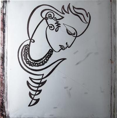 JEAN NEGULESCO JEAN NEGULESCO CONTINUOUS LINE DRAWING ON METAL PLATE