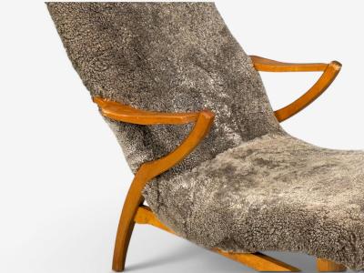 JIO M bler Chaise Lounge Gray Shearling Elm Sweden 1960s