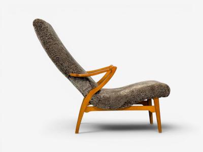JIO M bler Chaise Lounge Gray Shearling Elm Sweden 1960s