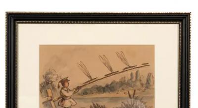 JOHN LEECH Framed Watercolor By Illustrator John Leech