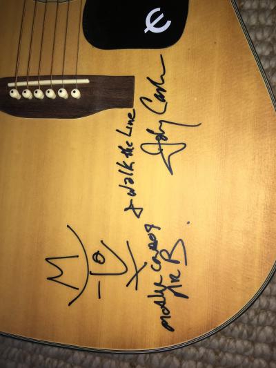 JOHNNY CASH AND BONO AUTOGRAPHED ACOUSTIC GIBSON GUITAR
