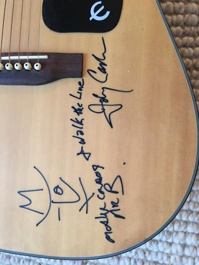 JOHNNY CASH AND BONO AUTOGRAPHED ACOUSTIC GIBSON GUITAR