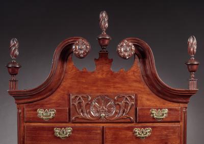JONATHAN SHOEMAKER CHIPPENDALE CHEST ON CHEST SIGNED BY JONATHAN SHOEMAKER