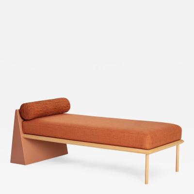 JORGE ELIZONDO Minimalist Mid Century Modern Style Solid Wood Bench Upholstered in Textile