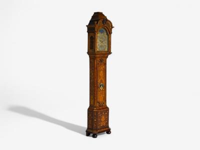 JP Kroese Dutch Baroque Marquetry Moon Face Dial Grandfather Clock 18th C