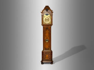 JP Kroese Dutch Baroque Marquetry Moon Face Dial Grandfather Clock 18th C