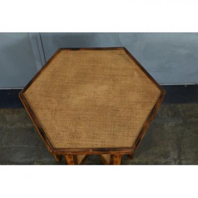 JW Custom Line Tiger Bamboo Hexagonal Side Table