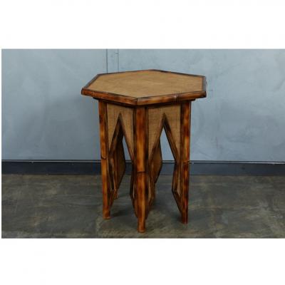 JW Custom Line Tiger Bamboo Hexagonal Side Table