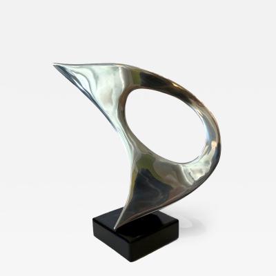 Jack Arnold Modern Chrome Sculpture with Metal Base Jack Arnold