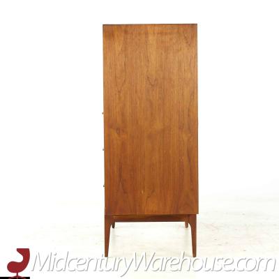 Jack Cartwright Jack Cartwright Style Ramseur Mid Century Walnut and Brass Highboy Dresser