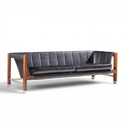 Jack Cartwright Jack Cartwright for Founders Mid Century Rosewood Leather Sling Sofa