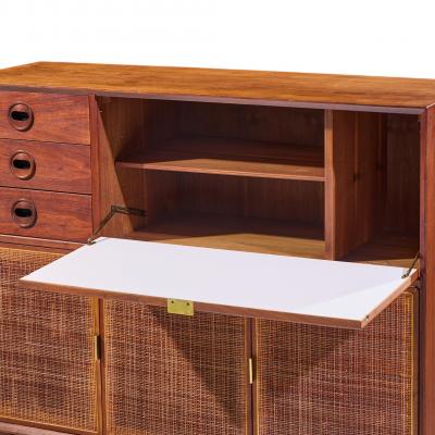 Jack Cartwright Jack Cartwright for Founders Mid Century Walnut and Cane Bar Cabinet