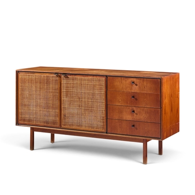 Jack Cartwright Jack Cartwright for Founders Mid Century Walnut and Cane Credenza