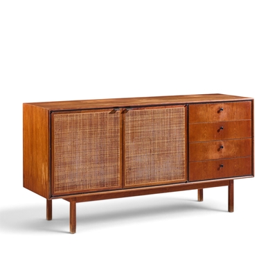 Jack Cartwright Jack Cartwright for Founders Mid Century Walnut and Cane Credenza