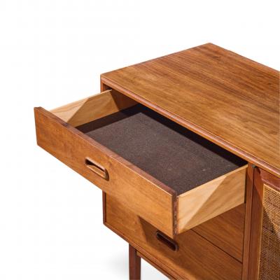 Jack Cartwright Jack Cartwright for Founders Mid Century Walnut and Cane Credenza with Hutch