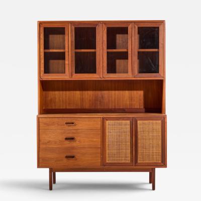 Jack Cartwright Jack Cartwright for Founders Mid Century Walnut and Cane Credenza with Hutch