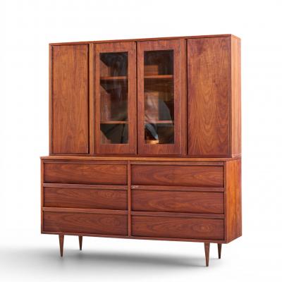 Jack Cartwright Jack Cartwright for Founders Style Mid Century Walnut Credenza with Hutch