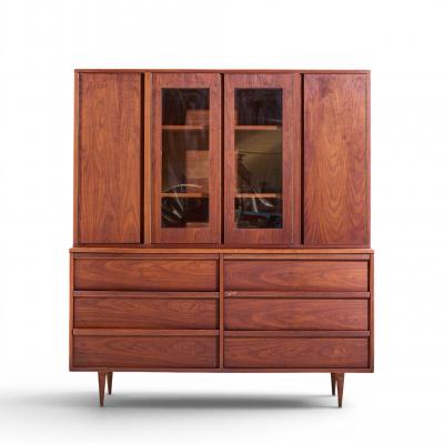 Jack Cartwright Jack Cartwright for Founders Style Mid Century Walnut Credenza with Hutch