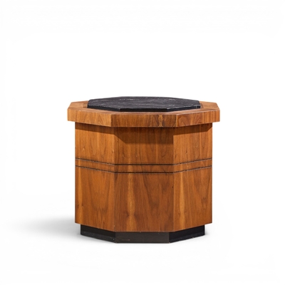 Jack Cartwright Jack Cartwright for Founders Style Mid Century Walnut Slate Side Table Pair