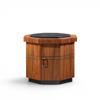 Jack Cartwright Jack Cartwright for Founders Style Mid Century Walnut Slate Side Table Pair