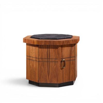 Jack Cartwright Jack Cartwright for Founders Style Mid Century Walnut Slate Side Table Pair