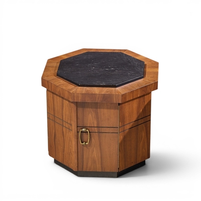 Jack Cartwright Jack Cartwright for Founders Style Mid Century Walnut Slate Side Table Pair
