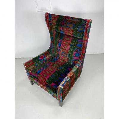 Jack Lenor Larsen 1960s Vintage Lounge Chair With Jack Lenor Larsen Upholstery