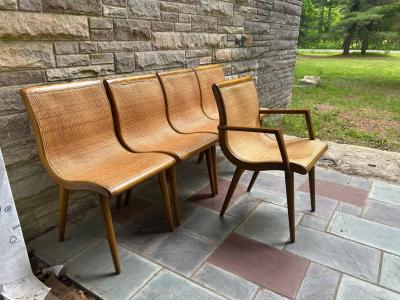 Jack Van der Molen Set 5 Jack Van Der Molen Cane Back Dining Chair Mid Century Modern