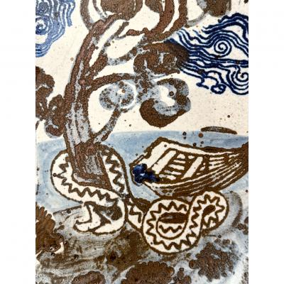 Jackie Lynd JACKIE LYND LARGE HAND THROWN DECORATED BOWL RORSTRAND SWEDEN