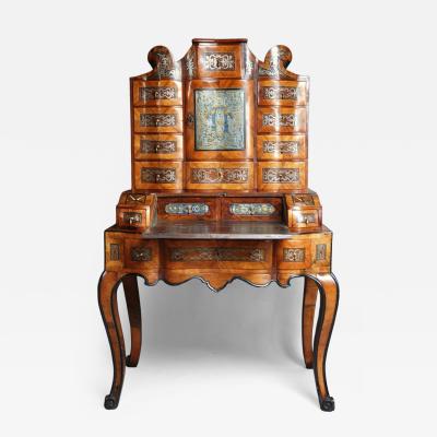 Jacob Arend South German walnut bureau cabinet on stand
