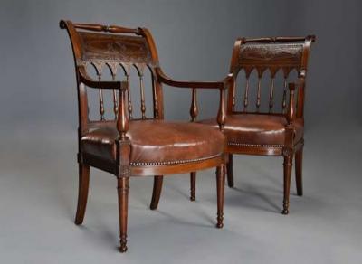 Jacob Freres Rare superb pair of French late 18thc Directoire walnut armchairs