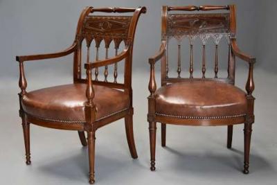 Jacob Freres Rare superb pair of French late 18thc Directoire walnut armchairs