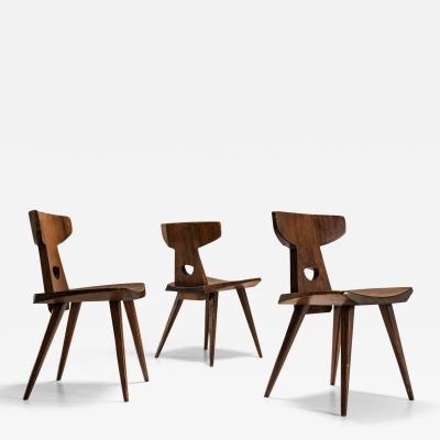 Jacob Kielland Brandt Set of Three Jacob Kielland Brandt Dining Chairs in Solid Pine Denmark 1960s
